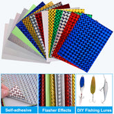 Close-up of adhesive holographic film on lure tape